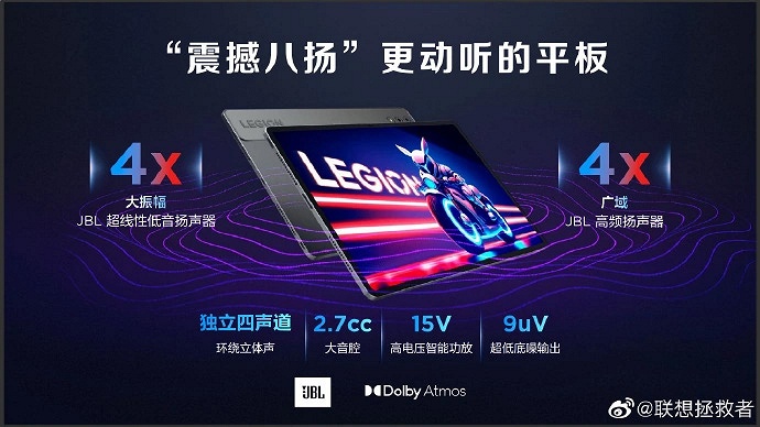 Экран OLED 3К 14,5 дюйма, 12 300 мА·ч, 68 Вт, 8 динамиков JBL, металлический корпус. Представлен Lenovo Legion Y900 — самый передовой планшет производителя